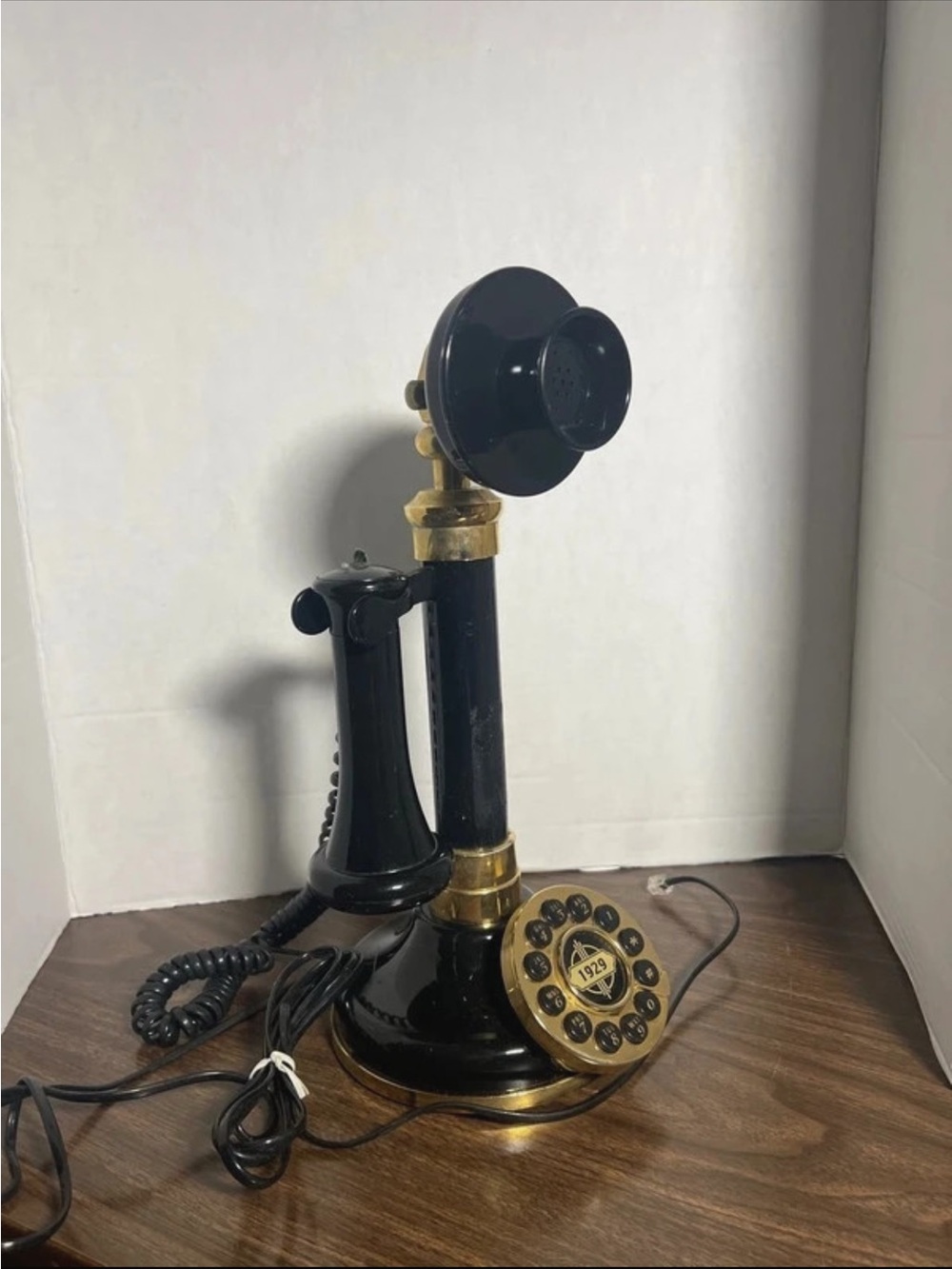 Vintage Style Black and Gold Candlestick Phone -